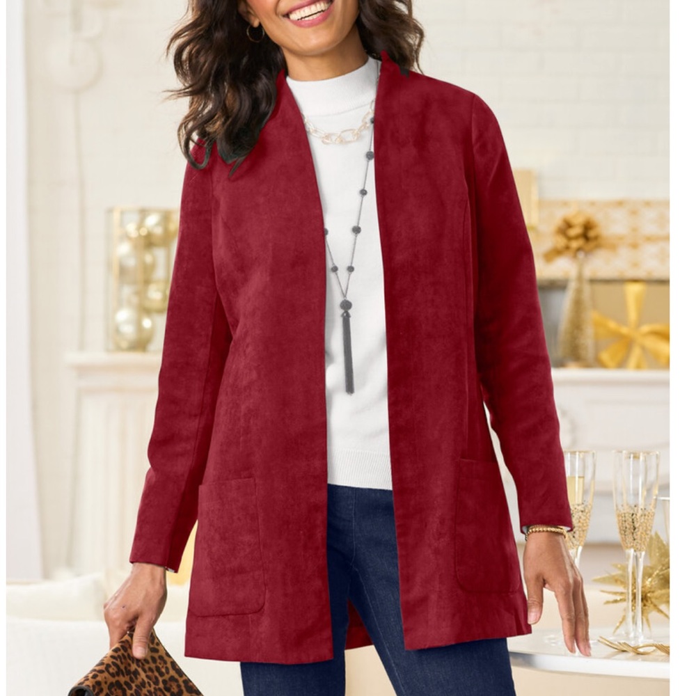 Draper’s & Damon’s  Petites Microseude Topper Blazer Jacket Rust